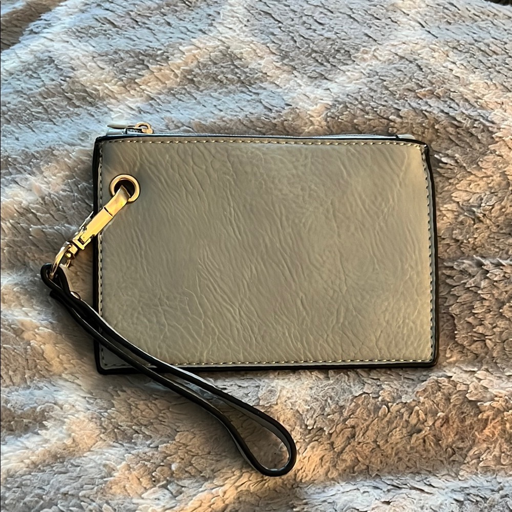 Black and Blue Pebbled Leather Wristlet Clutch